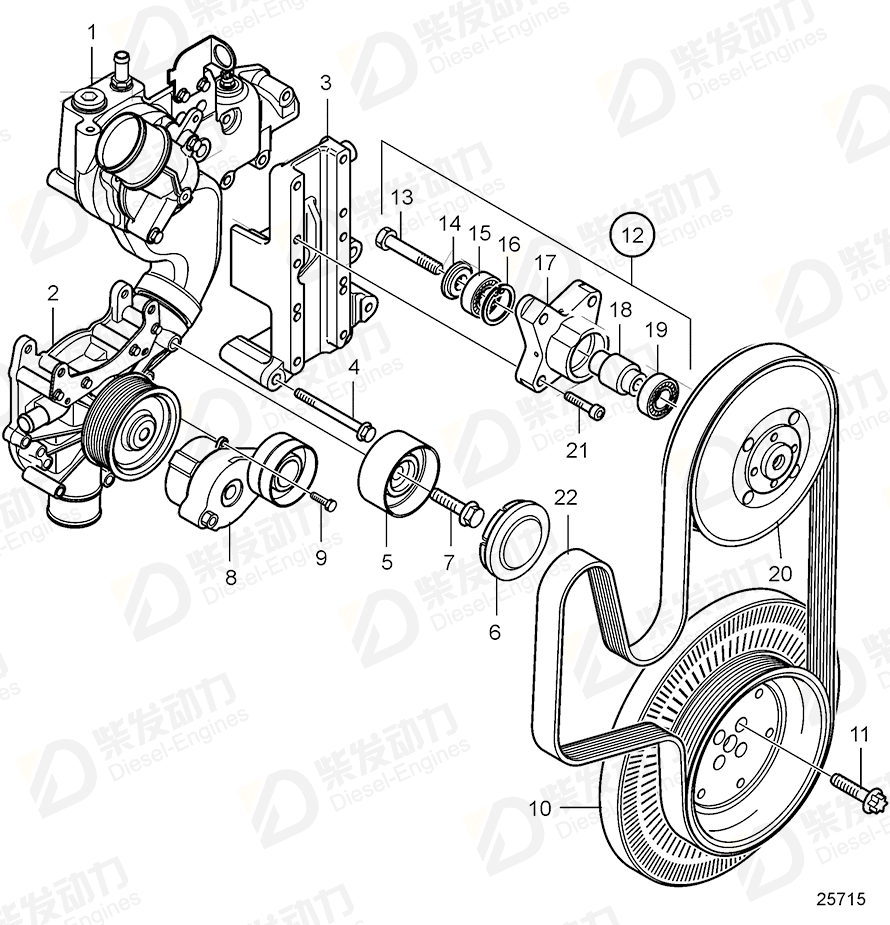 VOLVO V-ribbed belt 21652835 Drawing